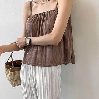 Spaghetti-strap Sheer Flared Top