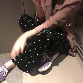 Dotted Straight-cut Pants Dot - Black - One Size