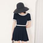 Short-sleeve Knit Swim Dress