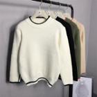 Angora Wool Blend Contrast-trim Sweater