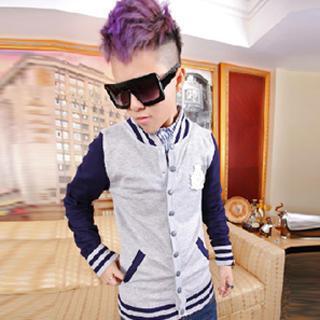 Striped-trim Baseball Jacket