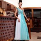 Rosette One-shoulder Sequined Evening Gown
