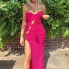 Cutout Slit Spaghetti Strap Maxi Dress