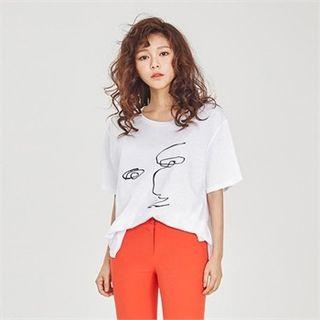 Sketch Printed Round-neck T-shirt