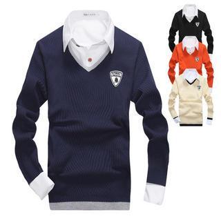Appliqu  V-neck Knit Top