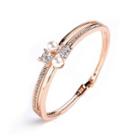 Simple Plated Rose Gold Bangle With White Austrian Element Crystals