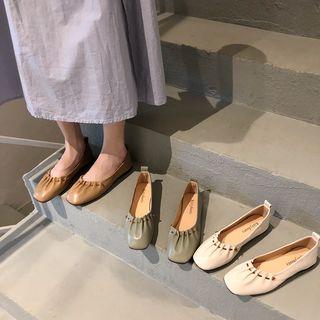 Square Toe Shirred Flats