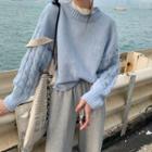 Cable Knit Sweater Blue - One Size