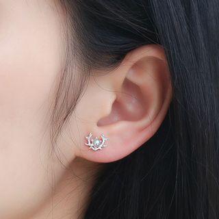 Antlers Stud Earring 1 Pair - Silver - One Size