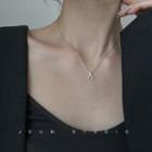 Rhinestone Wishbone Necklace 925 Silver - Silver - One Size