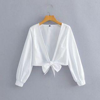 Ribbon Tie-front Blouse
