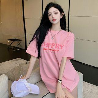 Printed Loose T-shirt Pink - One Size