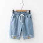 Embroidered Denim Shorts / Cropped Wide-leg Jeans