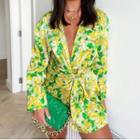 Long-sleeve Paisley Print Mini Shirtdress