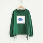 Whale Print Long-sleeve T-shirt Green - One Size