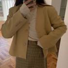 Plain V-neck Loose-fit Blazer Yellow - One Size
