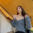 Plain Off Shoulder Woolen Oversize Sweater