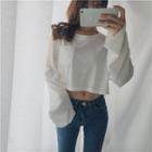 Pocketed Long Sleeve Cropped T-shirt