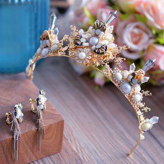 Set: Crystal Tiara + Clip-on Earring