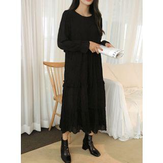 Frill-trim Crinkled Maxi Dress