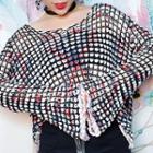 Mesh Sweater Black Check - Red & Blue & White - One Size