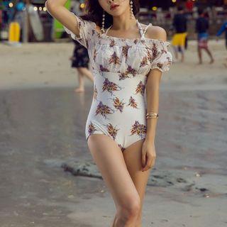 Off-shoulder Floral Swimsuit