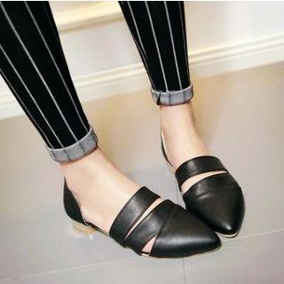 Faux Leather Strappy Low Heel Sandals