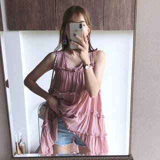 Sleeveless Tie-back Tiered Dress