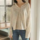Hidden-button Dotted Blouse Cream - One Size