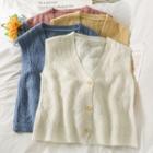Lightweight Button-up Knit Vest In 7 Colors