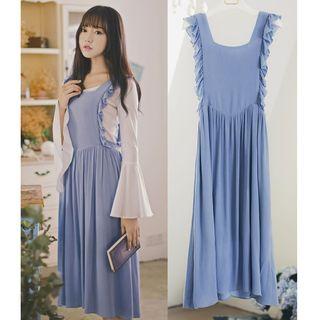 Ruffle Trim Pinafore Dress