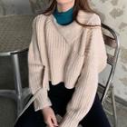 Cable Knit Sweater / Lace Trim Top