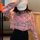 Tweed Plaid Cropped Top As Shown In Figure - One Size