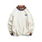 Mock Neck Color-block Letter Oversize Sweater