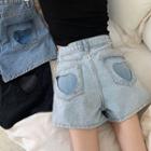 Heart Pocket Denim Shorts