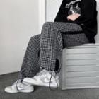 Houndstooth Drawstring-cuff Loose Fit Pants