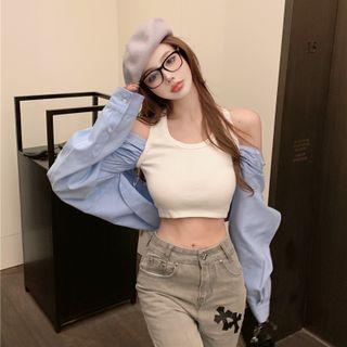 Mock Two Piece Top Blue - One Size
