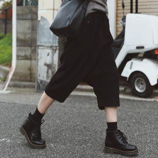Plain Cropped Drop Crotch Pants