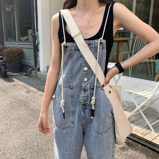 Sleeveless Plain Camisole / Denim Jumper Pants