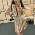 Short-sleeve Single-breasted Blazer / Mini Skirt