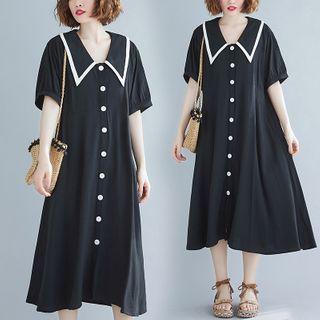 Plain Navy Collar Dress