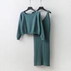 Set: Ribbed Midi Tank Dress + Sweater