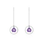 925 Sterling Silver Purple Shell Earrings With Fashion Pearl Silver - One Size
