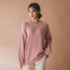 Plain Round-neck Long-sleeve Sweater