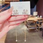 Flower Rhinestone Faux Pearl Fringed Earring E2246 - Gold - One Size