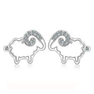 Rhinestone Sheep Sterling Silver Earrings