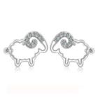 Rhinestone Sheep Sterling Silver Earrings