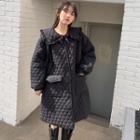 Long-sleeve Quilted Dress Black - One Size
