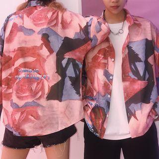 Couple Matching Lettering Print Shirt As Shown In Figure - One Size