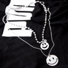 Smile Pendant Layered Necklace Silver - One Size